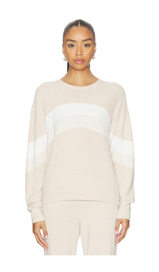 barefoot dreams wavy pullover in beige.