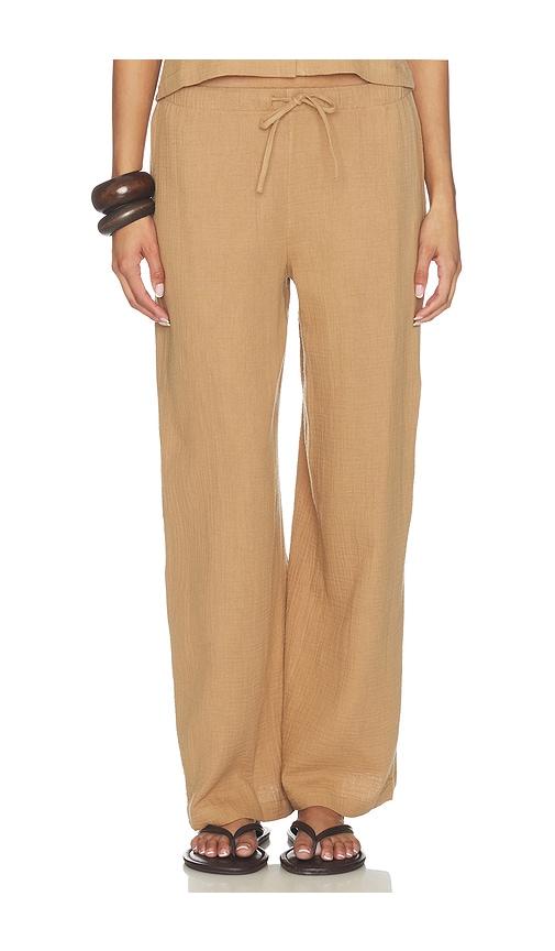 barefoot dreams wide leg pant in tan.