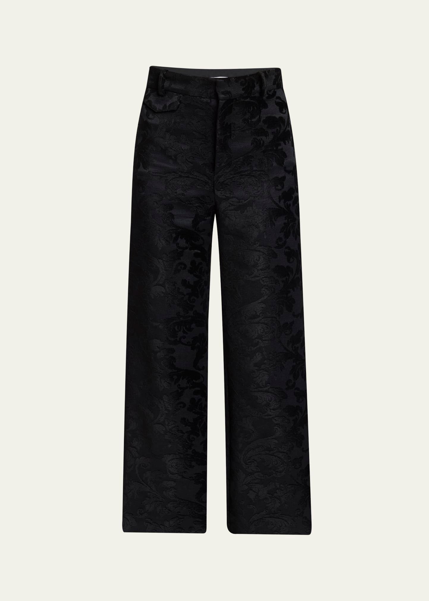 baroque jacquard flare ankle pants