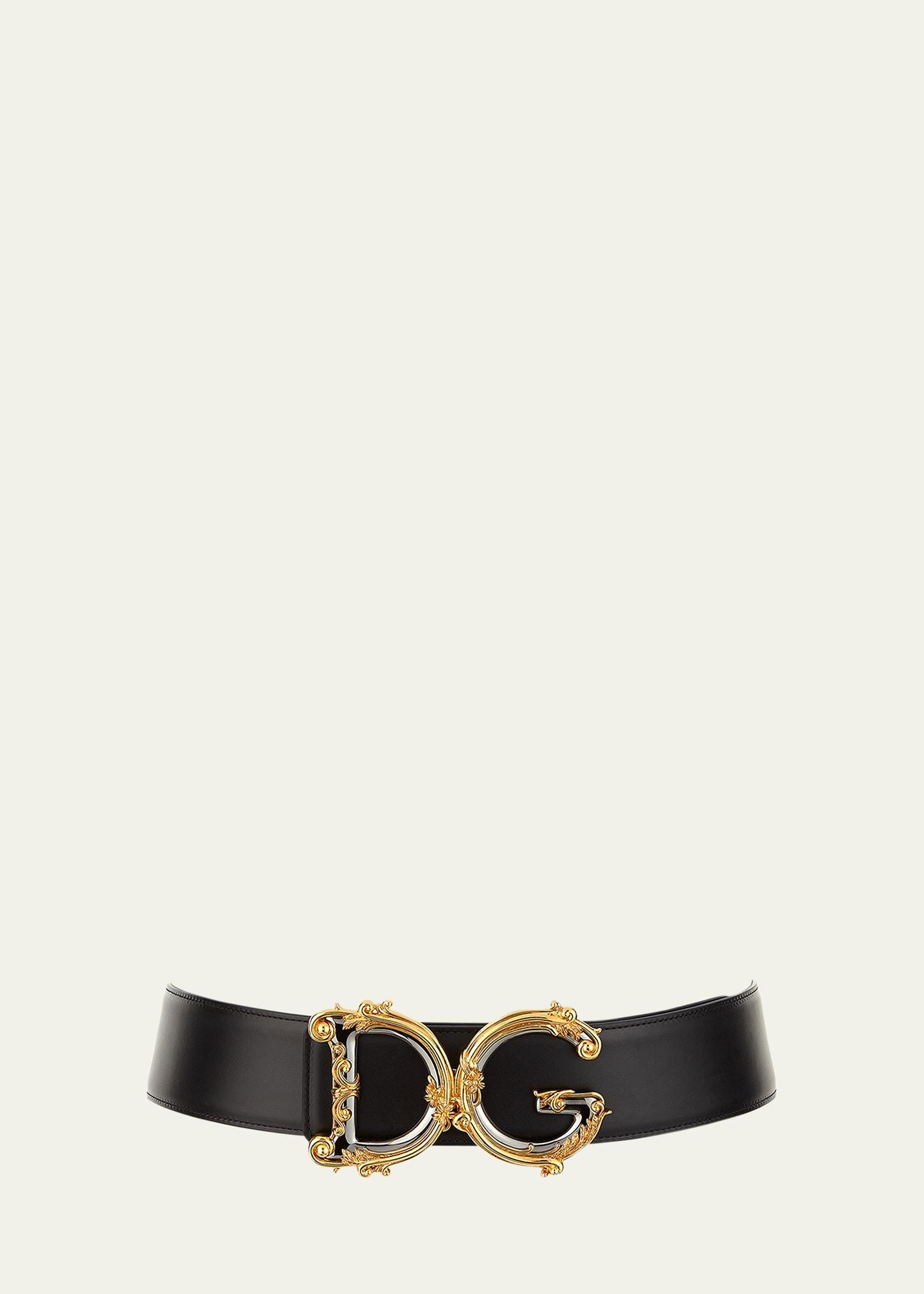 baroque logo leather belt