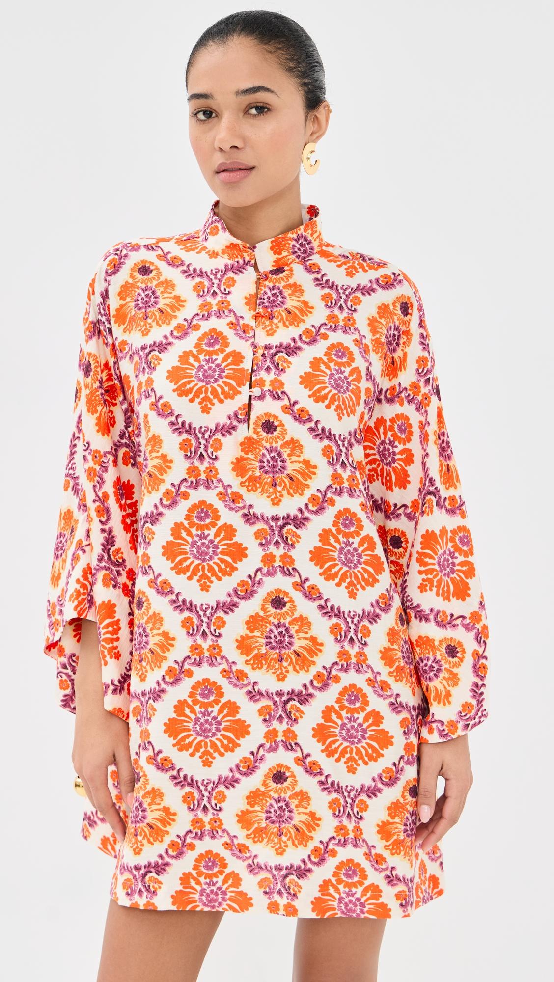 baroque print mini caftan