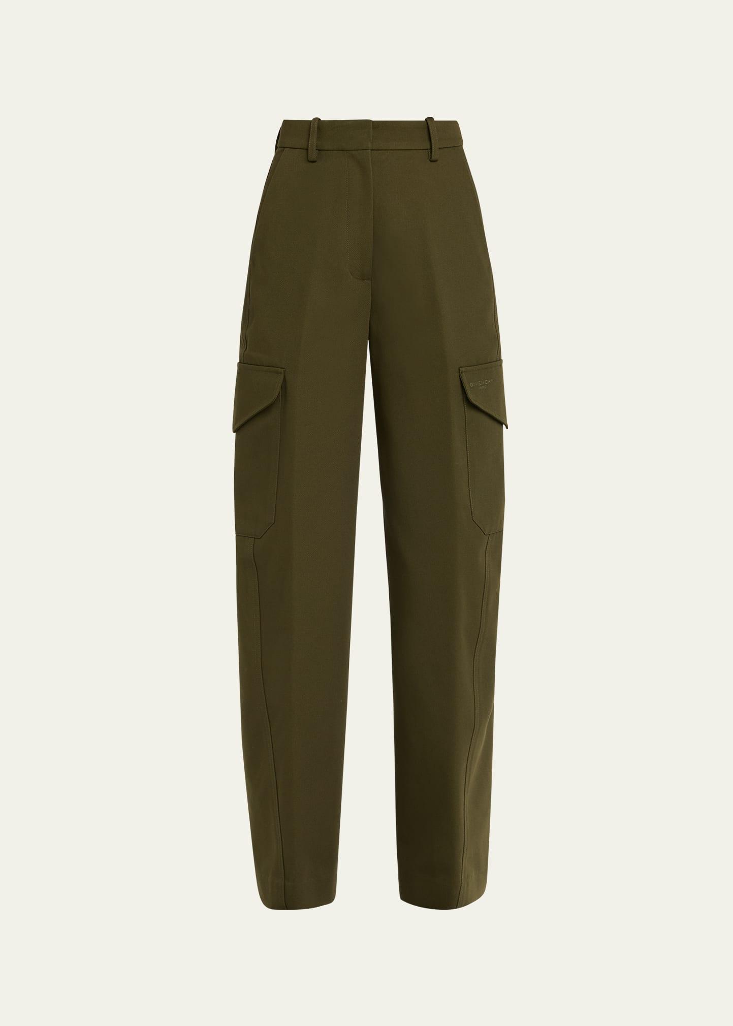 barrel leg cargo wool trousers