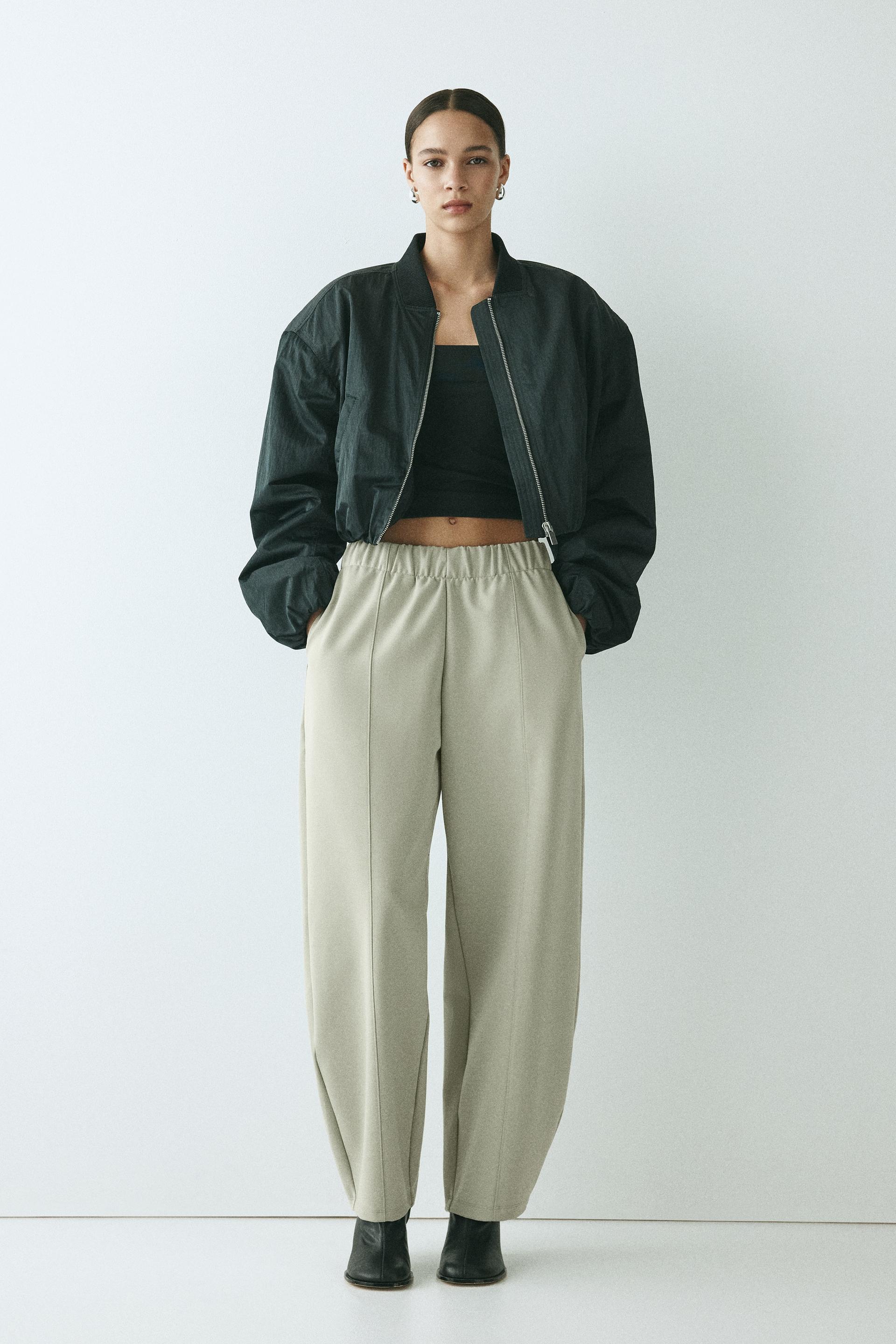 barrel-leg ponte pants