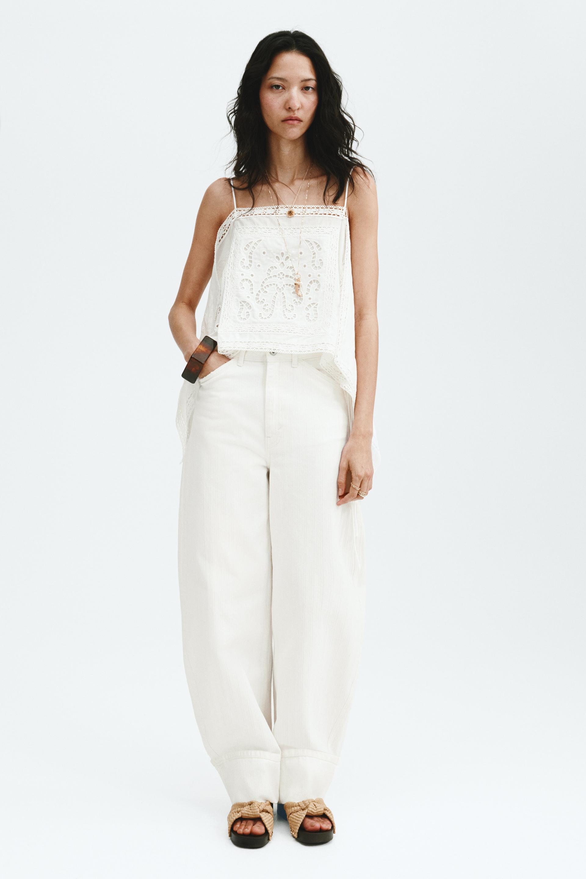 barrel leg regular waist jeans