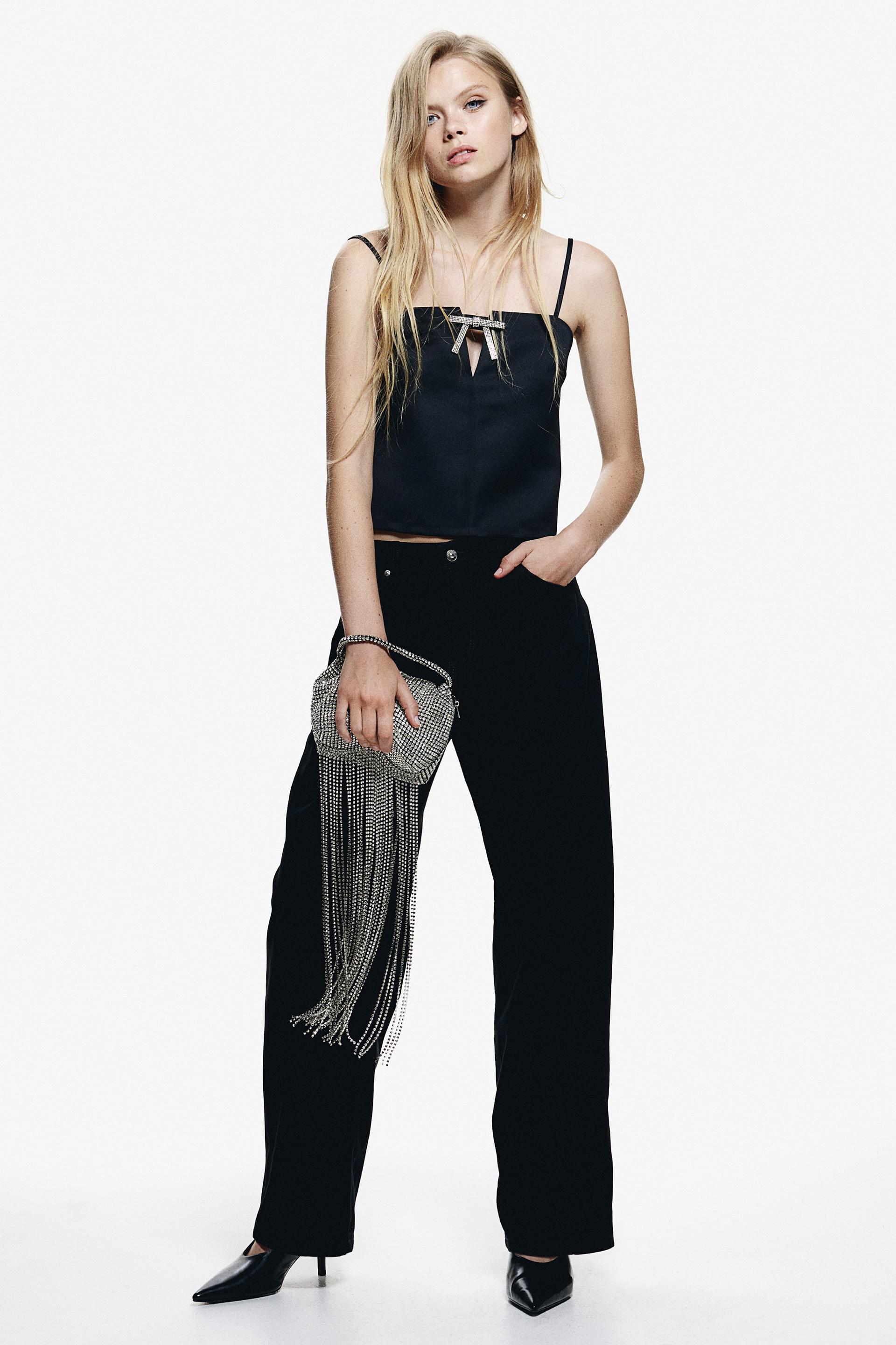 barrel-leg twill pants