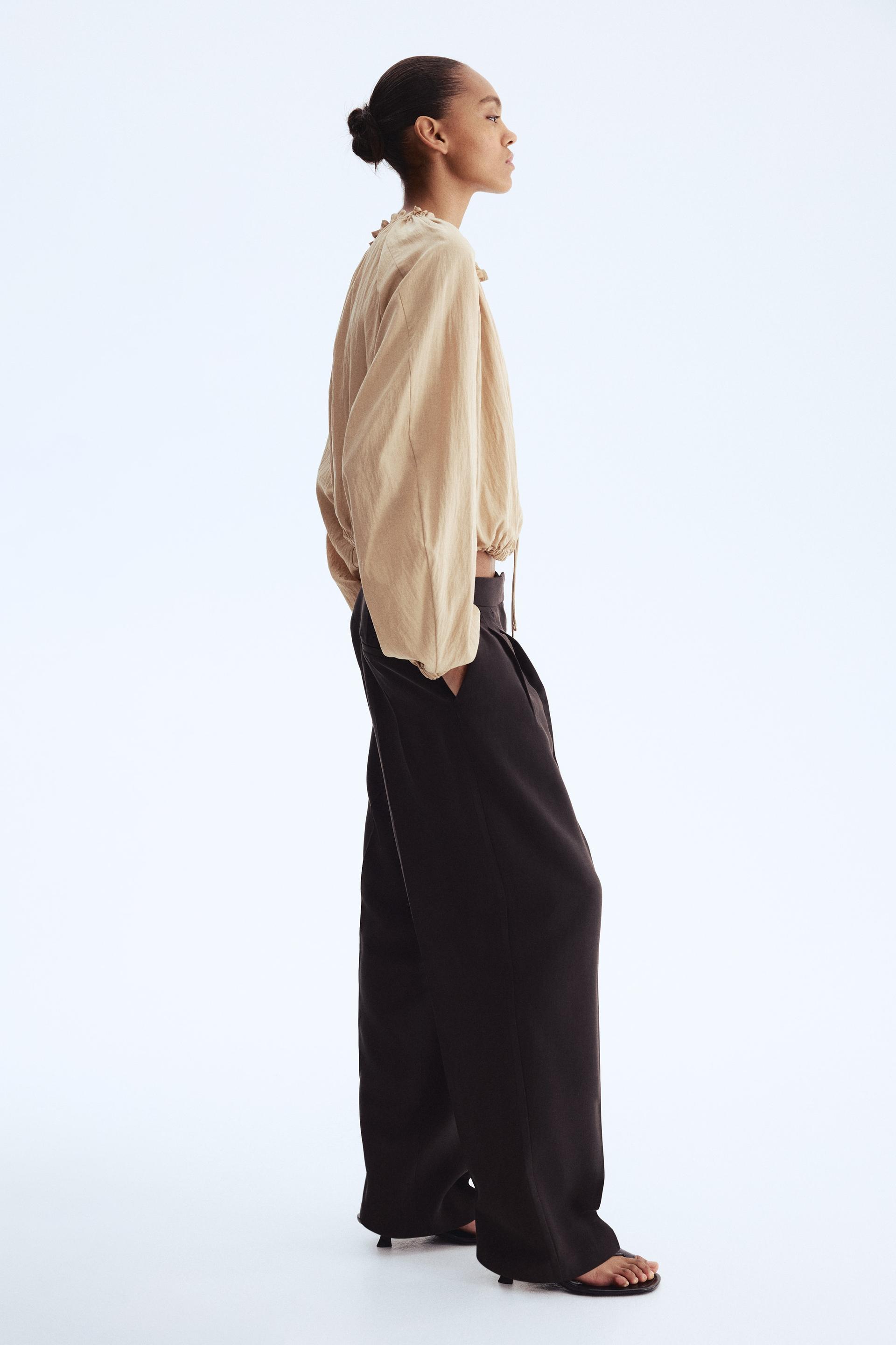 barrel-leg twill pants