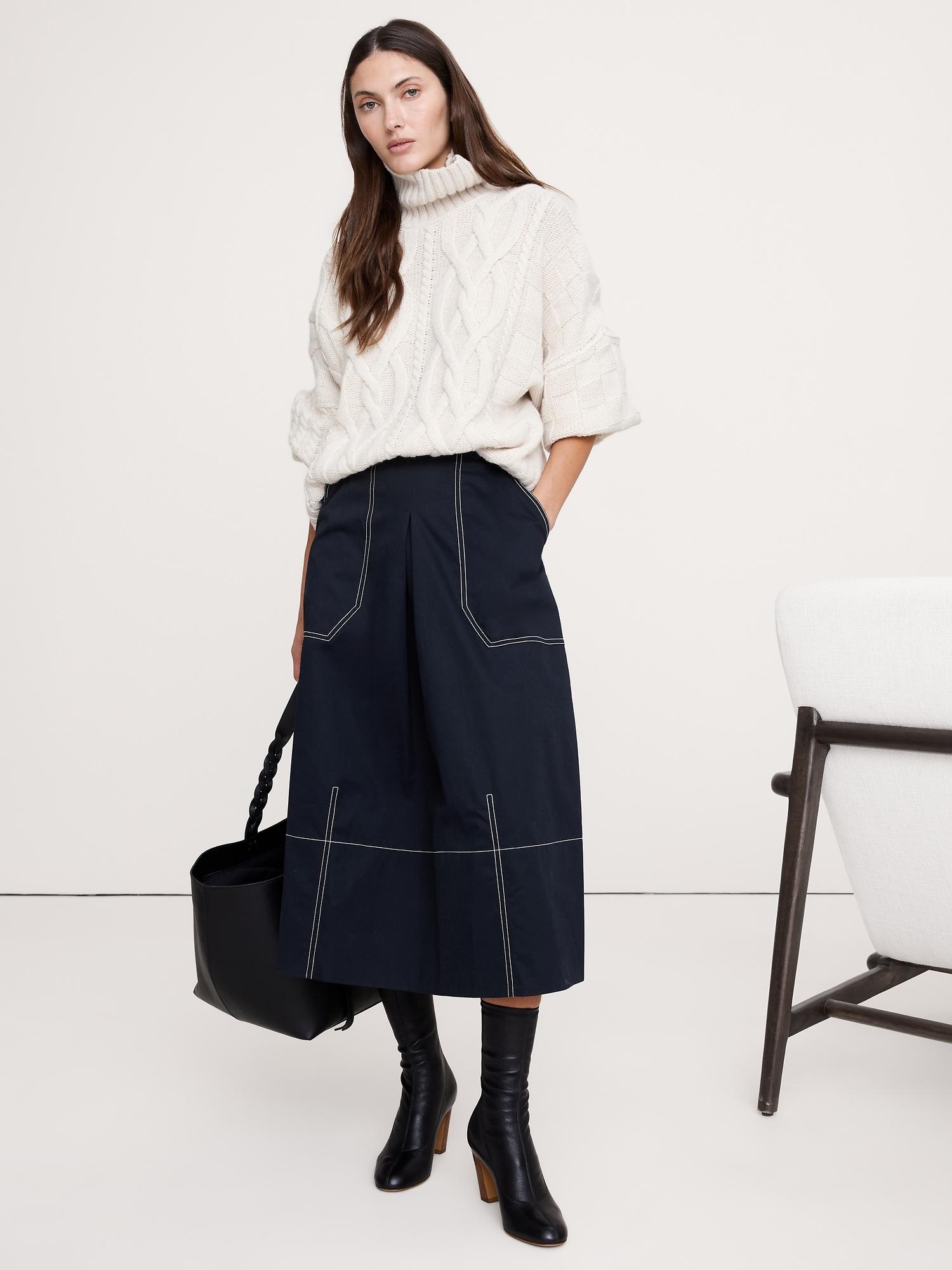 barrel midi skirt