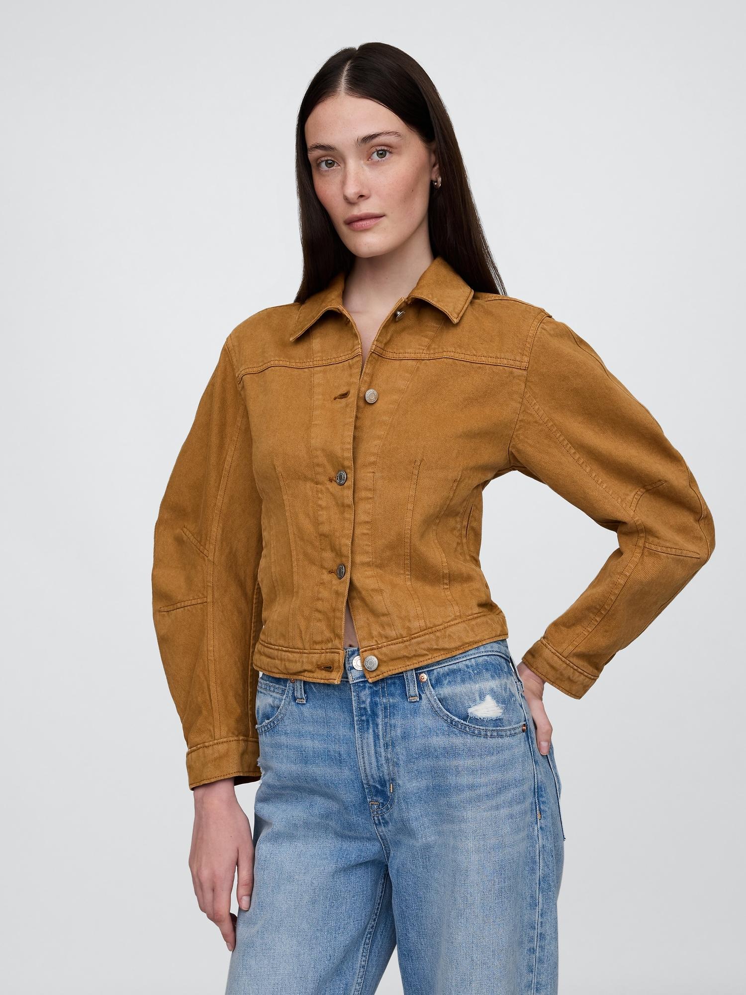 barrel-sleeve crop jacket