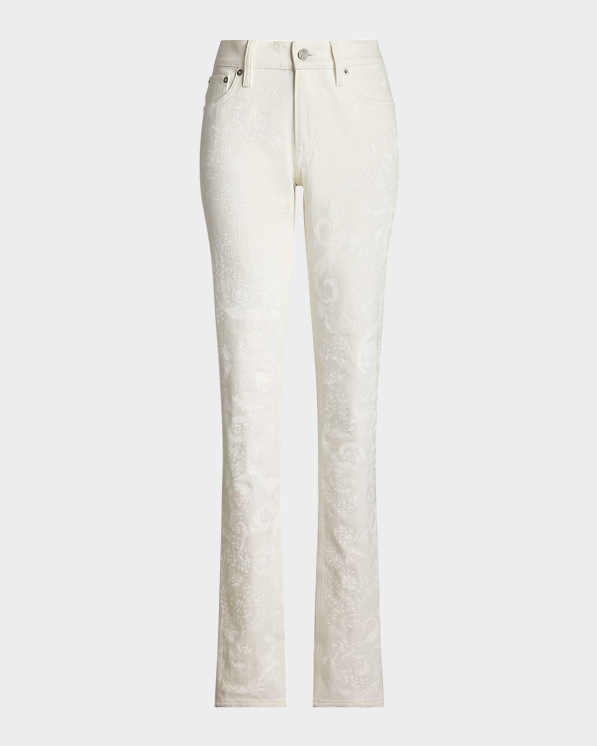 barrett floral painted slim-leg jeans