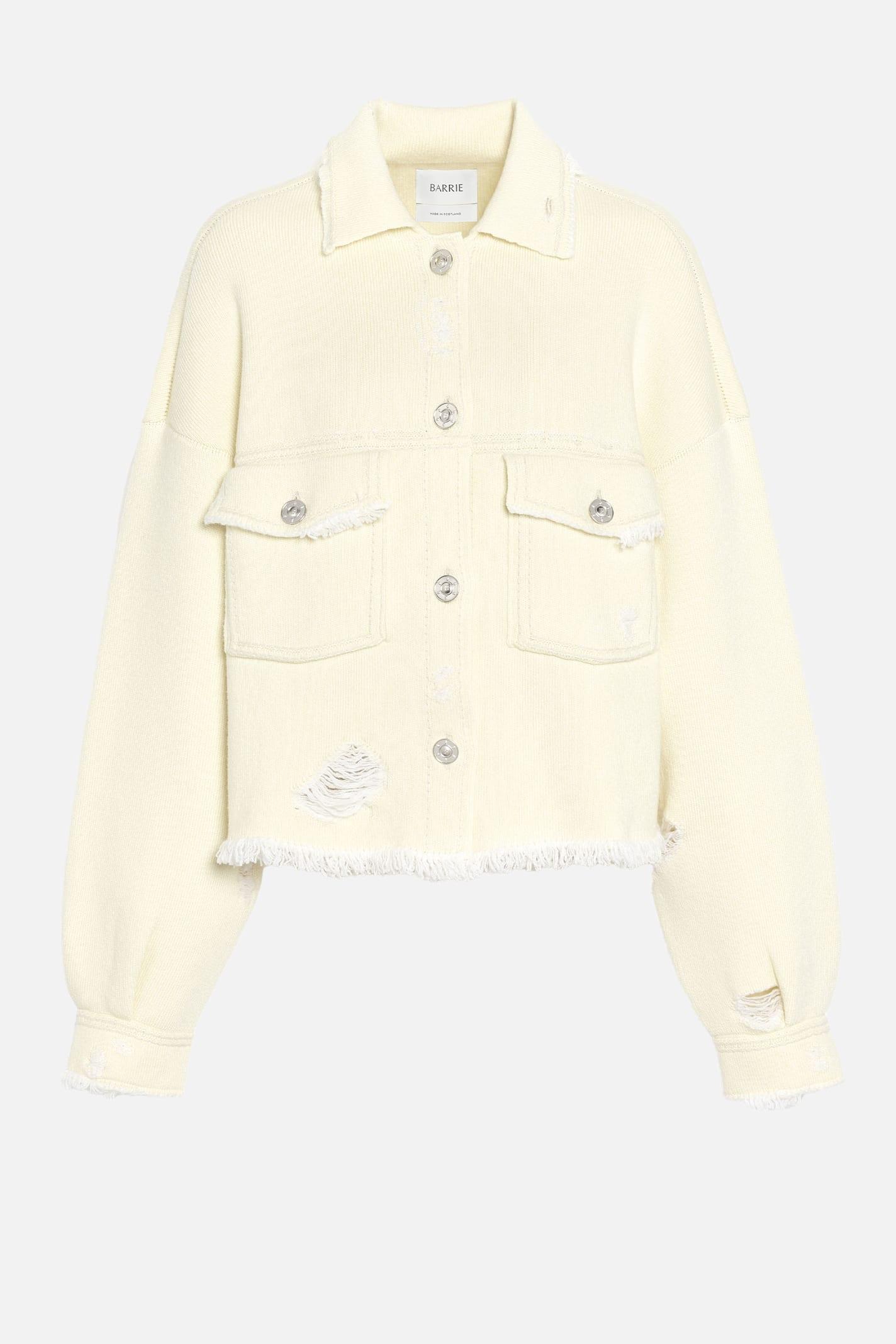 barrie denim fringed cropped jacket