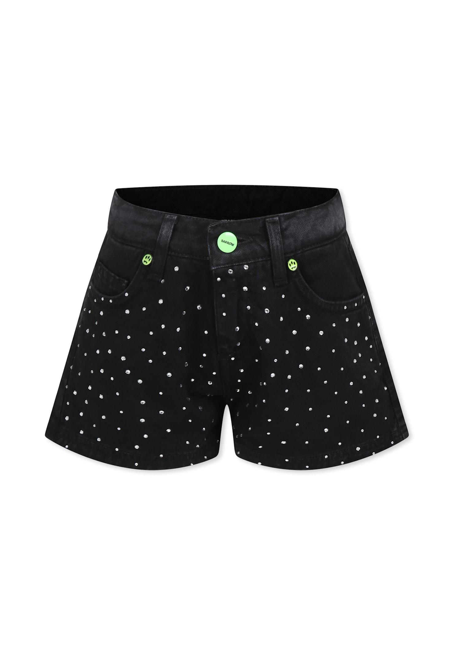 barrow black shorts for girl with rhinestones