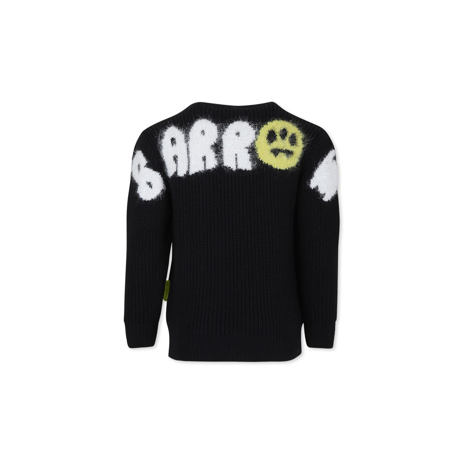barrow black sweater for girl with smiley and logo