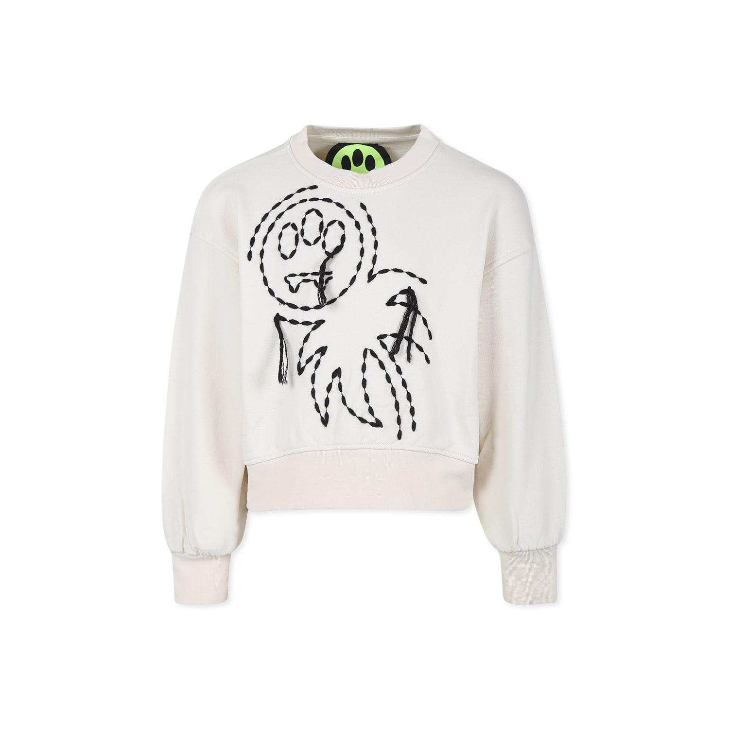 barrow ivory sweatshirt for girl with smiley