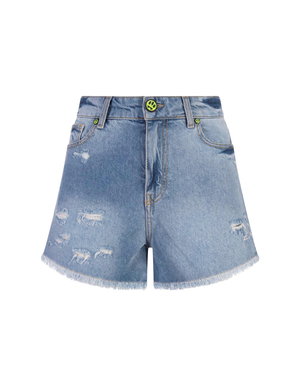 barrow medium blue denim shorts with back logo
