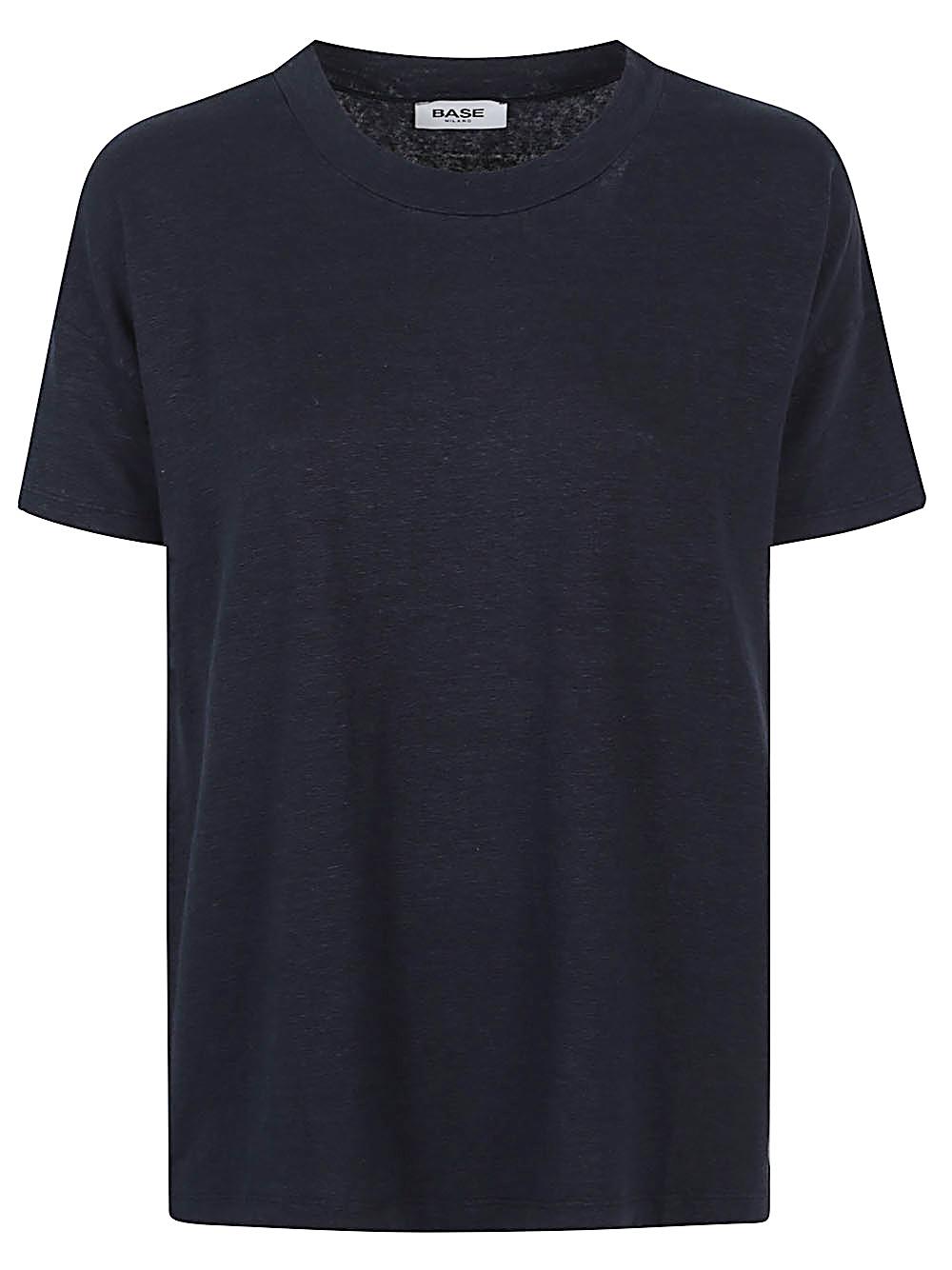 base t-shirts and polos blue linen elasatne - women