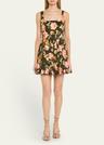 basil floral flare mini dress