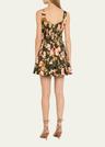 basil floral flare mini dress