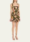 basil floral flare mini dress