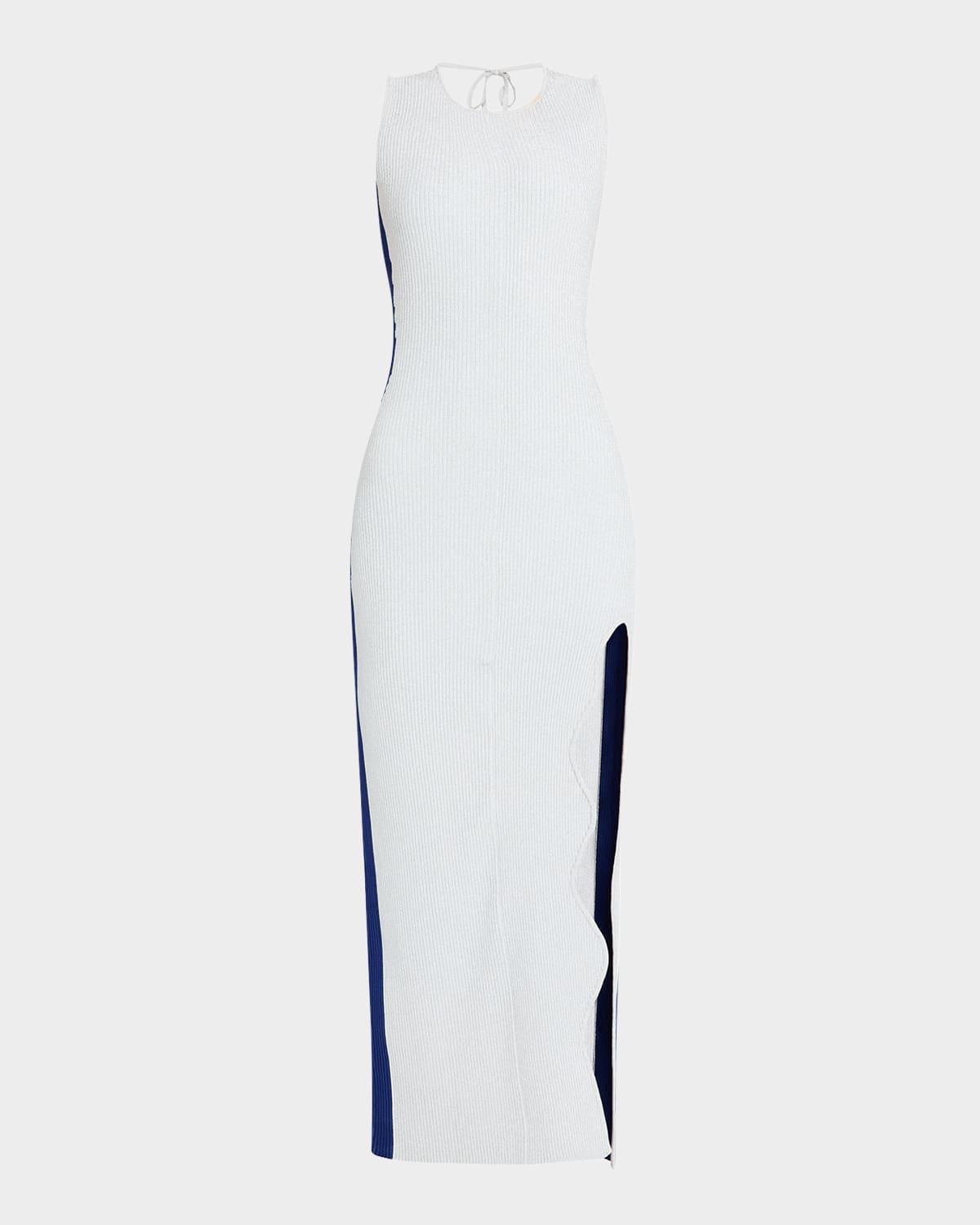 basil open-back midi dress