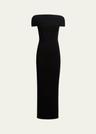 basile high-neck cap-sleeve maxi dress