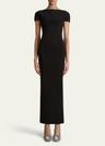 basile high-neck cap-sleeve maxi dress