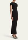 basile high-neck cap-sleeve maxi dress