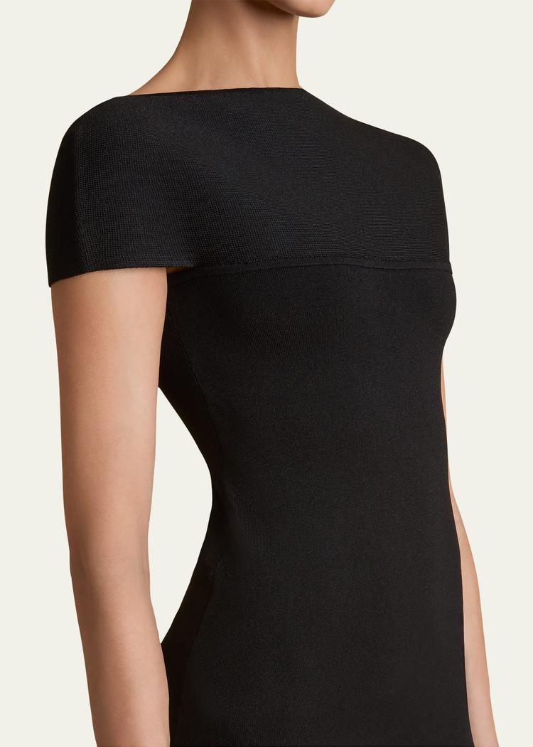 basile high-neck cap-sleeve maxi dress