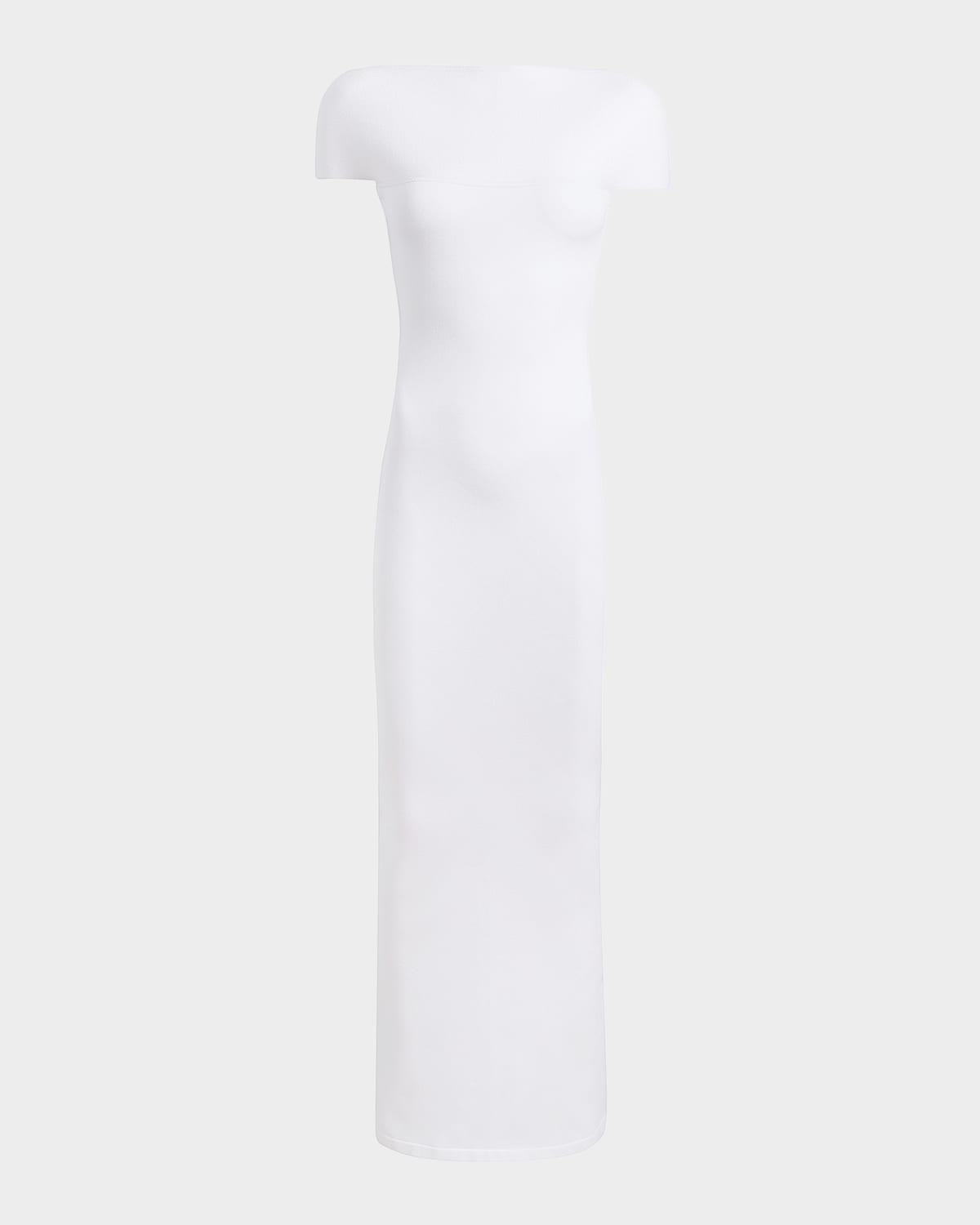 basile high-neck cap-sleeve maxi dress