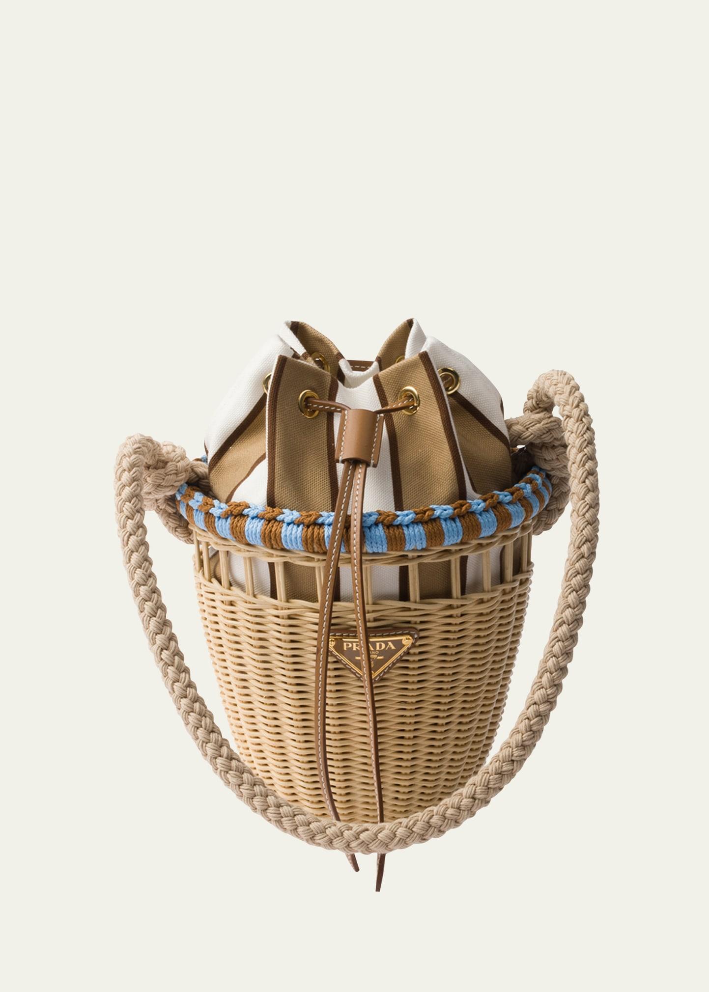 basket rope rattan bucket bag