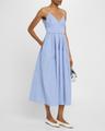 basque striped midi dress