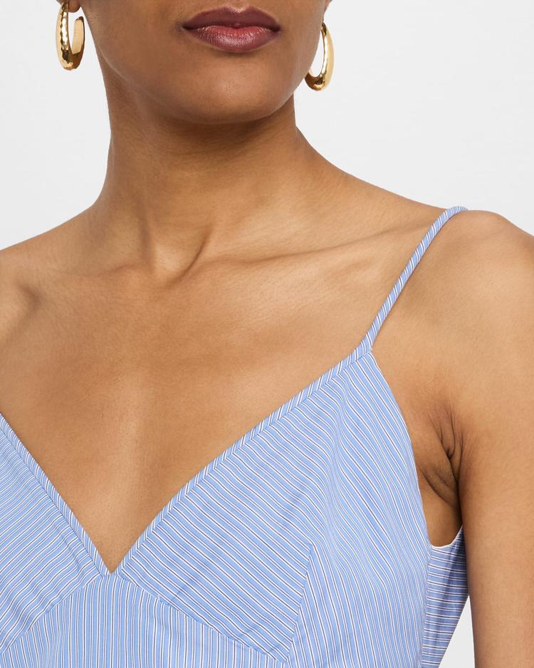 basque striped midi dress