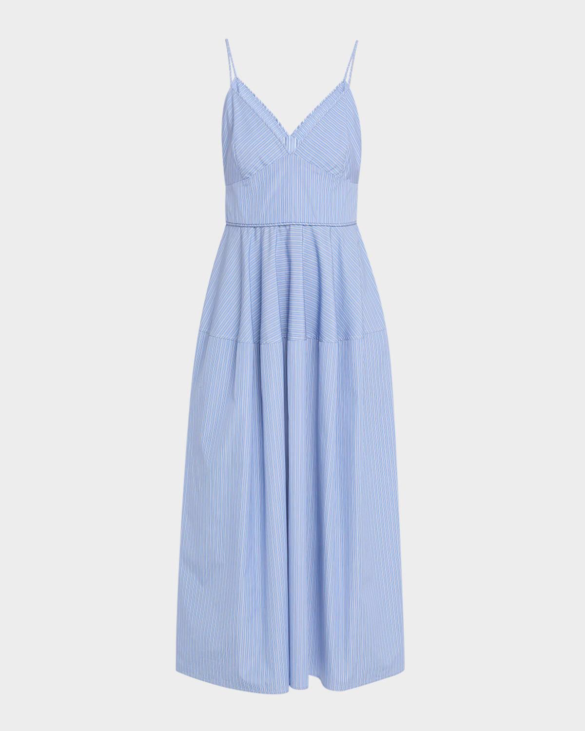 basque striped midi dress