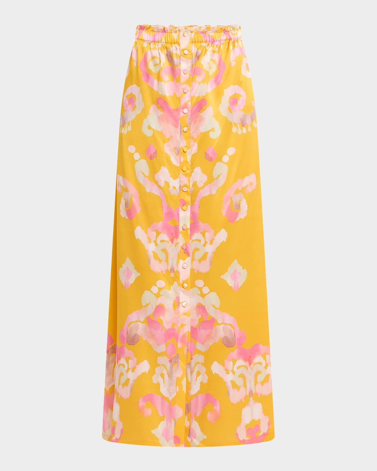bastien button-front silk maxi skirt