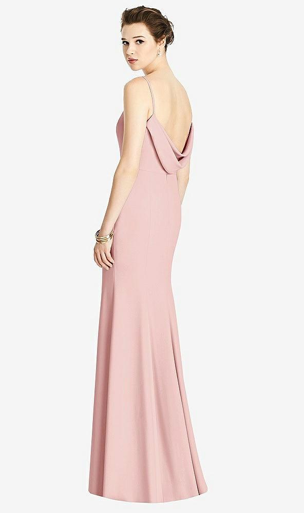 bateau-neck open cowl-back trumpet gown