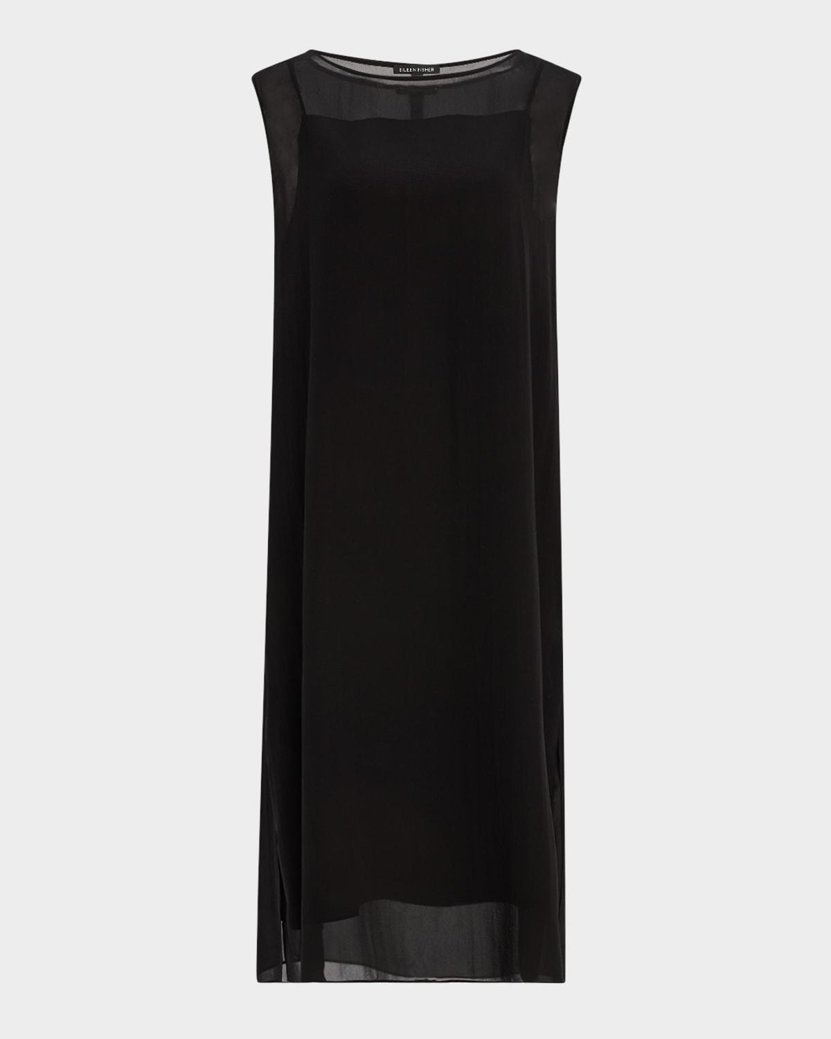 bateau-neck sheer silk georgette midi dress