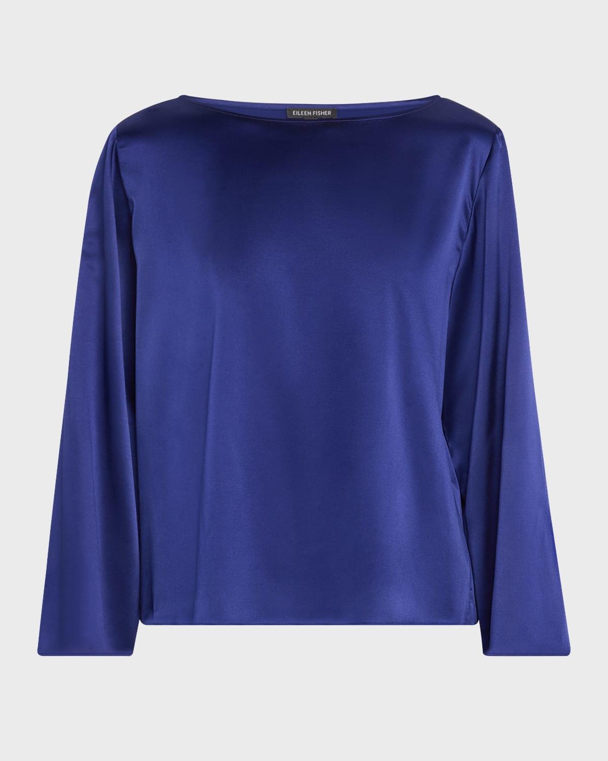 bateau-neck silk charmeuse top