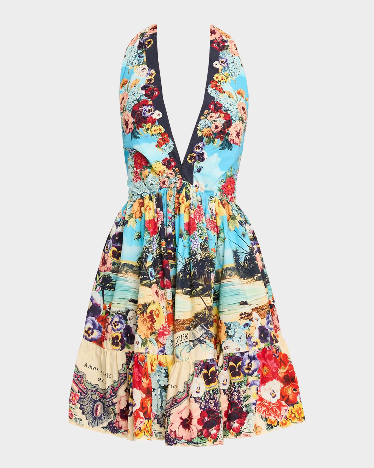 bathing bombshell ruffle-hem mini dress
