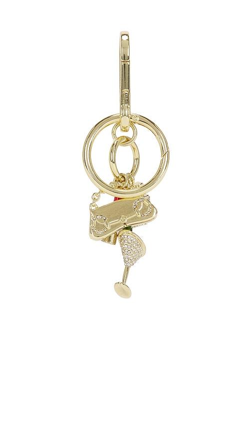 baublebar sip, slay & sparkle bag charm in metallic gold.