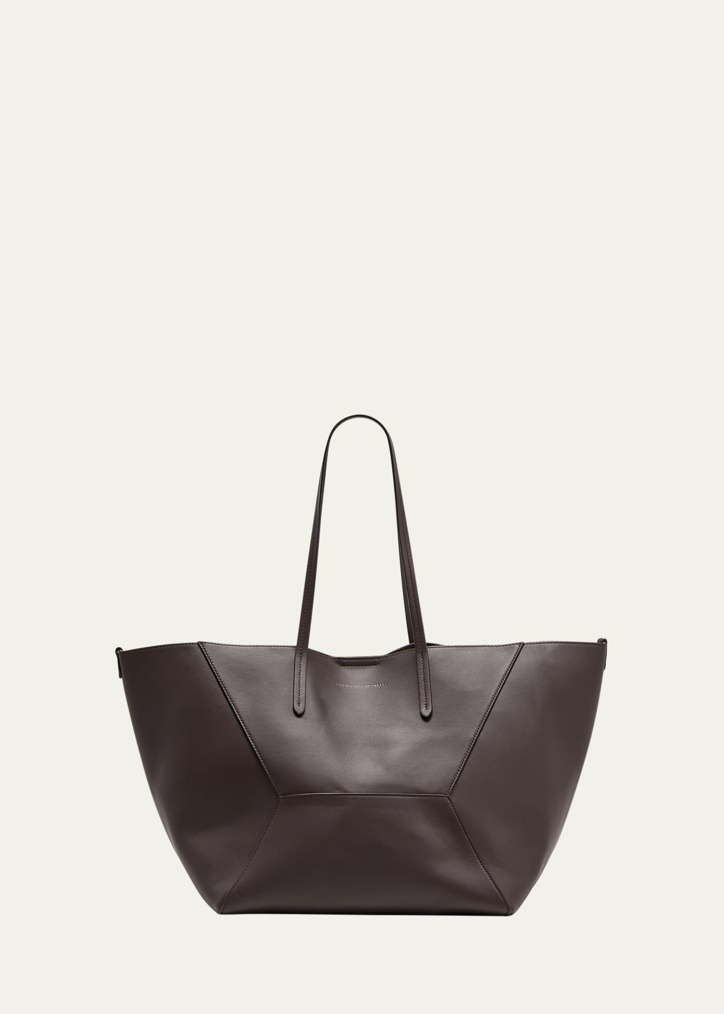 bc duo geometric monili leather tote bag