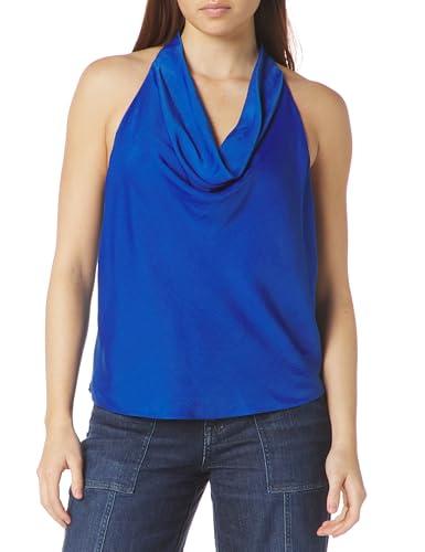 bcbg new york women's cowl neck halter top, olympian blue