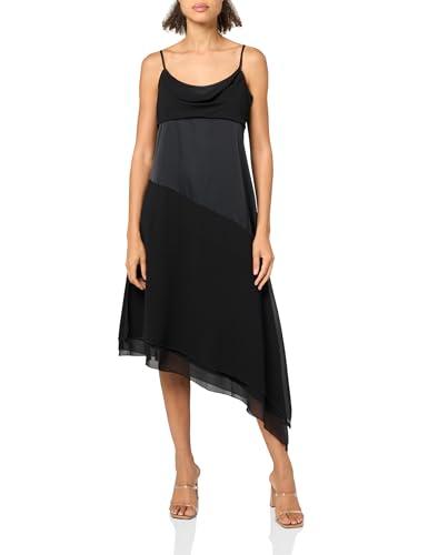 bcbg new york women's sleeveless cowl neck asymmetrical midi dress, onyx
