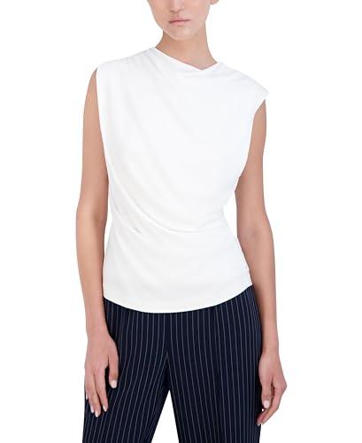 bcbg new york women's sleeveless cowl neck drape pullover tank top, ivory