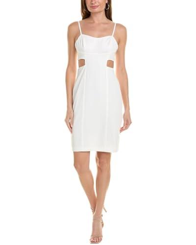 bcbg new york women's sleeveless sweetheart neck twill mini day dress, marshmallow