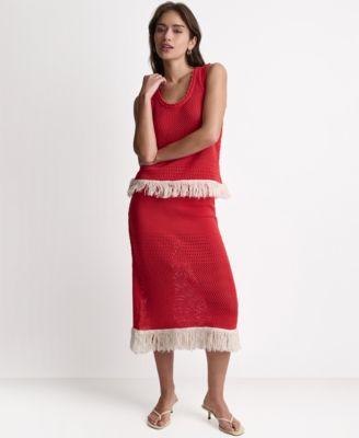 bcbg womens fringe knit set