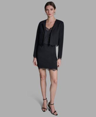 bcbg womens lace skirt suit