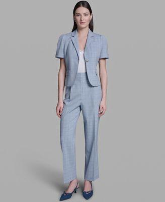 bcbg womens notch collar jacket high rise wide leg pants
