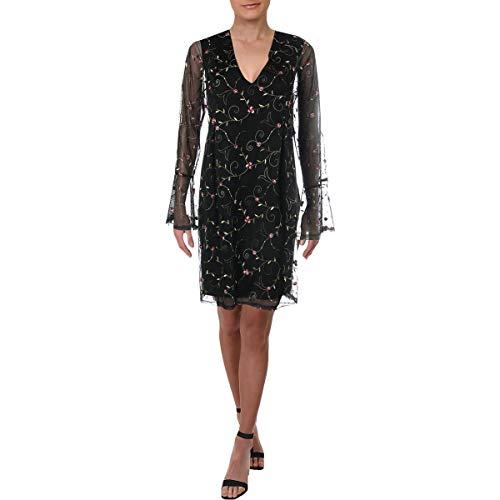 bcbgeneration women's bow back flare sleeve dress, black/multi, xxs