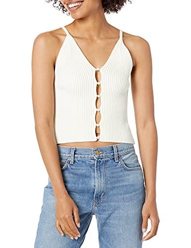 bcbgeneration women's button front cage tank top, off white, xx-small