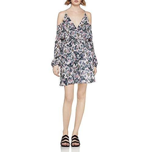 bcbgeneration women's cold shoulder dress, whisper white/multi, xs