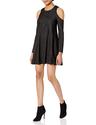 bcbgeneration women's cold shoulder long sleeve dress, black combo, l